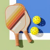 Retro Gestreept met Naam Pickleball Paddle