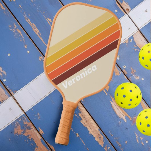 Retro Gestreept met Naam Pickleball Paddle