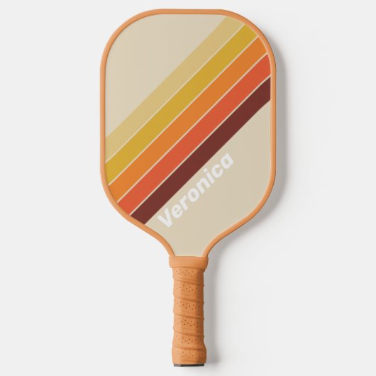 Retro Gestreept met Naam Pickleball Paddle (Voorkant)
