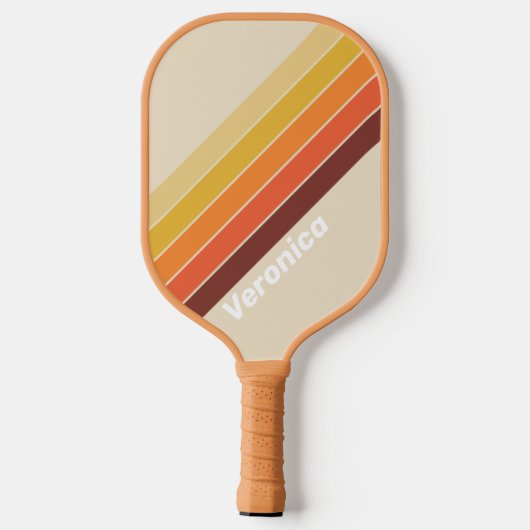 Retro Gestreept met Naam Pickleball Paddle (Achterkant)
