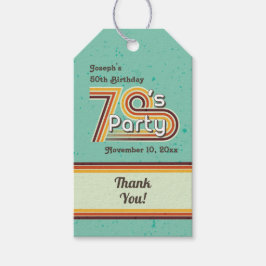 Retro Gestreepte 70's Feest Cadeaulabel