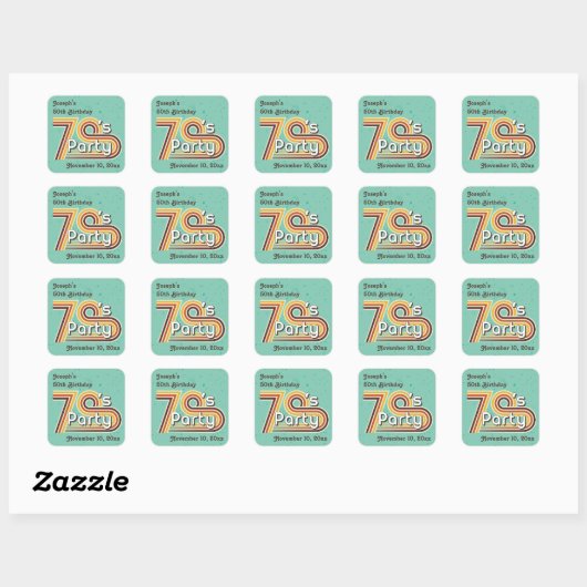 Retro Gestreepte 70's Party Stickers (Vel)