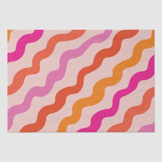Retro gestreepte abstracte golven roze rood oranje tissuepapier (Voorkant)