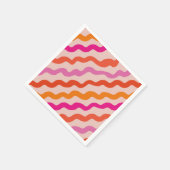 Retro Gestreepte Abstracte Golven Roze Rood Sinaas Servet (Hoek)