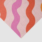 Retro Gestreepte Abstracte Golven Roze Rood Sinaas Tissuepapier (Detail)