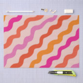 Retro Gestreepte Abstracte Golven Roze Rood Sinaas Tissuepapier (Craft)