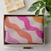 Retro Gestreepte Abstracte Golven Roze Rood Sinaas Tissuepapier (Geschenk)