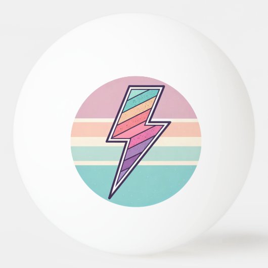 Retro Gestreepte Bliksemschicht Pingpongbal (Voorkant)