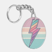 retro-gestreepte bliksemschicht sleutelhanger (Voorkant Links)
