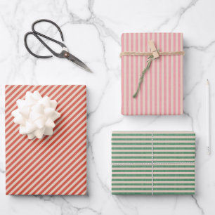 Retro gestreepte boho-cadeaupapier voor Kerstmis Inpakpapier Vel
