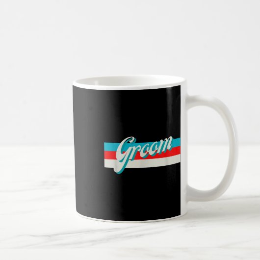 Retro gestreepte bruidegom bruidsjonkers verloofd  koffiemok (Rechts)