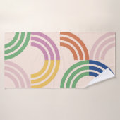 Retro gestreepte curven geometrische achtergrond badhanddoek (Badhanddoek)