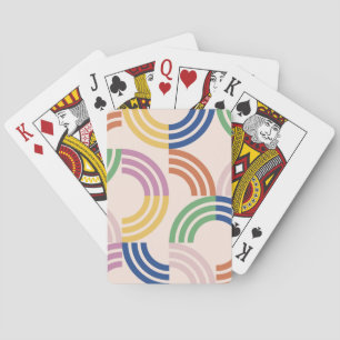 Retro gestreepte curven geometrische achtergrond pokerkaarten