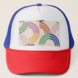 Retro gestreepte curven geometrische achtergrond trucker pet
