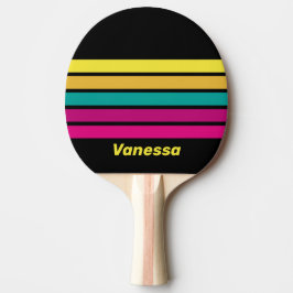 Retro Gestreepte Donkere 80er Overdwars Strepen me Tafeltennisbatje