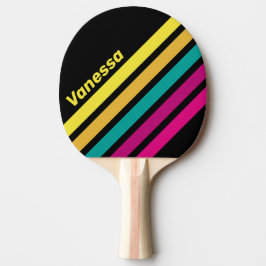 Retro Gestreepte Donkere 80s Schuine Strepen met N Tafeltennisbatje