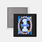 Retro gestreepte eerstegraads docent 1e graad teru magneet (Voorkant / Achterkant)