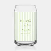 Retro gestreepte groene gepersonaliseerde trouw blikvorm glas (Voorkant)
