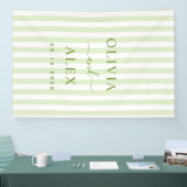 Retro gestreepte groene gepersonaliseerde trouw spandoek (Beurs)