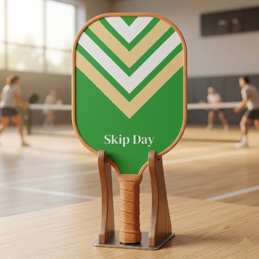 Retro Gestreepte Groene Pickleball Paddle