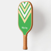 Retro Gestreepte Groene Pickleball Paddle (Links)