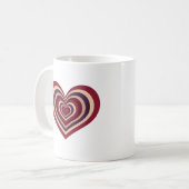 Retro gestreepte hart mok - Rood op wit (Voorkant links)