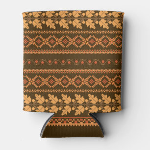 Retro gestreepte herfst kruissteek blikjeskoeler