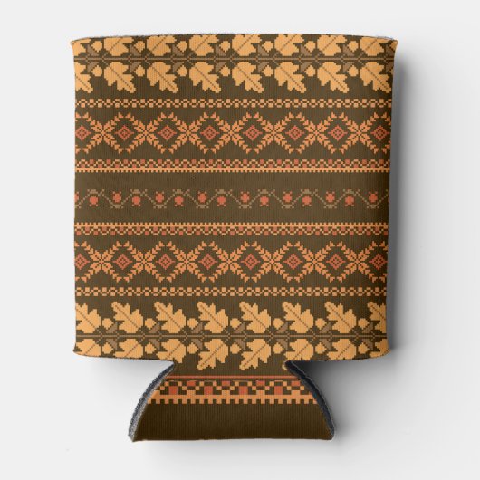 Retro gestreepte herfst kruissteek blikjeskoeler (Voorkant)