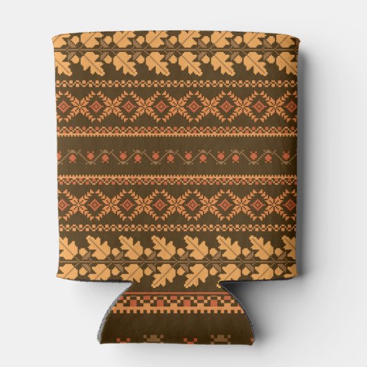 Retro gestreepte herfst kruissteek blikjeskoeler (Achterkant)