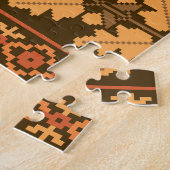 Retro gestreepte herfst kruissteek legpuzzel (Zijkant)