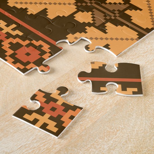 Retro gestreepte herfst kruissteek legpuzzel (Zijkant)