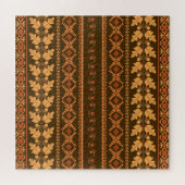 Retro gestreepte herfst kruissteek legpuzzel (Horizontaal)