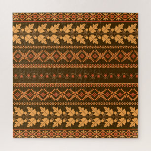 Retro gestreepte herfst kruissteek legpuzzel