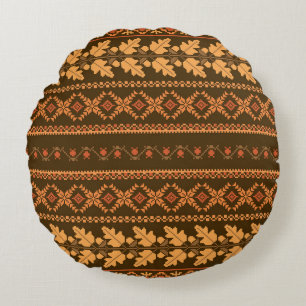 Retro gestreepte herfst kruissteek rond kussen