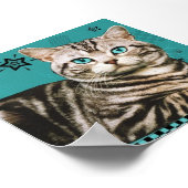 retro gestreepte kat poster (Hoek)