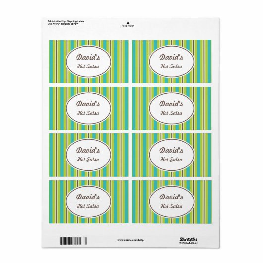 Retro Gestreepte Keukenlabels Etiket (Full Sheet)
