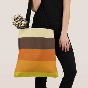 Retro gestreepte kleurpatroon uit de jaren 70 tote bag