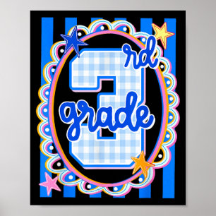 Retro gestreepte leerkracht derde leerjaar 3e leer poster