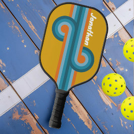 Retro Gestreepte Lus met Naam Pickleball Paddle