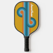 Retro gestreepte lus met naam pickleball paddle (Voorkant)