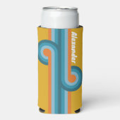 Retro gestreepte lus met naam seltzer blikjeskoeler (Seltzer Voorkant)