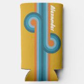 Retro gestreepte lus met naam seltzer blikjeskoeler (Achterkant)