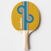 Retro gestreepte lus met naam tafeltennisbatje (Voorkant)