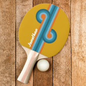 Retro gestreepte lus met naam tafeltennisbatje