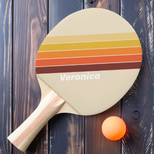 Retro Gestreepte met Naam Tafeltennisbatje