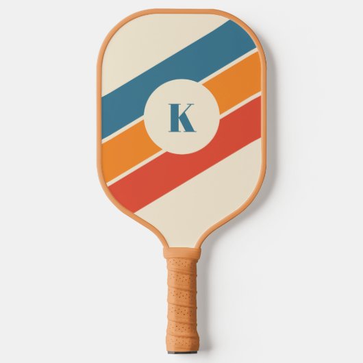 Retro Gestreepte Moderne Monogram Pickleball Paddl Paddle (Voorkant)