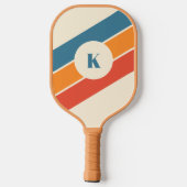 Retro Gestreepte Moderne Monogram Pickleball Paddl Paddle (Achterkant)