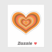 Retro gestreepte oranje hartsticker sticker (Vel)