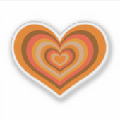 Retro gestreepte oranje hartsticker sticker (Voorkant)