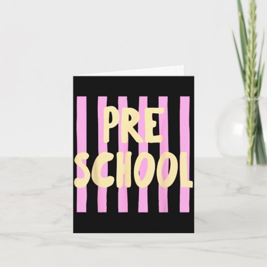 Retro gestreepte pre k terug naar school kleutersc kaart (Voorkant)